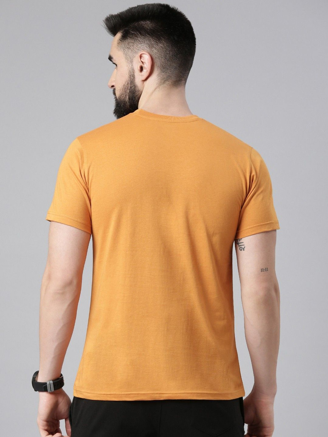 Image of Force NXT Pack of 2 Men Solid Round Neck Pure Cotton Orange, Green T-Shirt