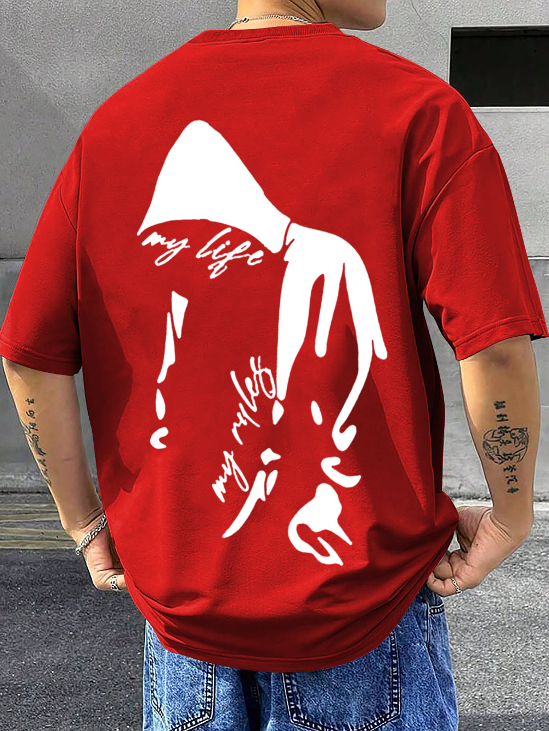 Image of LGGARMENTS Men Printed Round Neck Cotton Blend Black T-Shirt