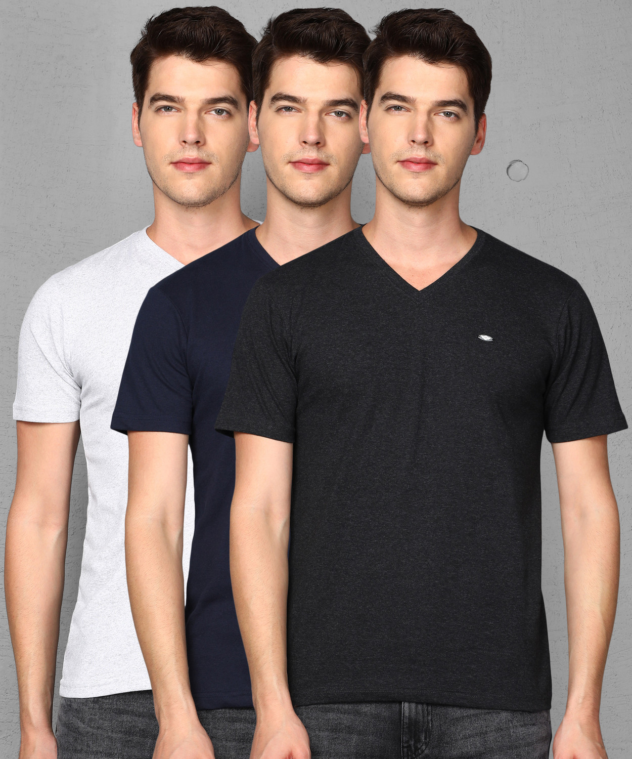 Image of METRONAUT Solid Men V Neck Multicolor T-Shirt