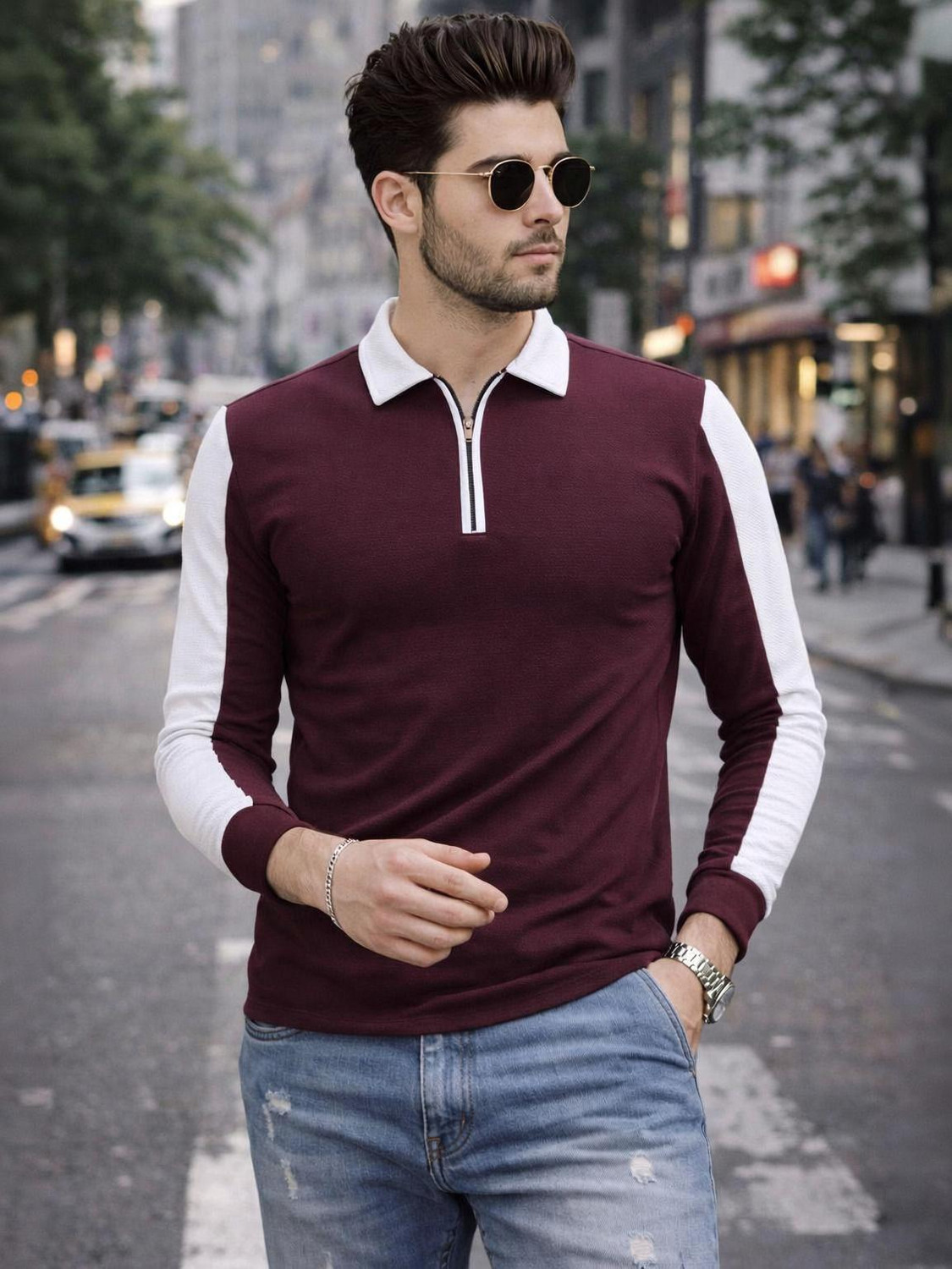 Image of Silcoba Men Solid Hooded Neck Cotton Blend Green T-Shirt
