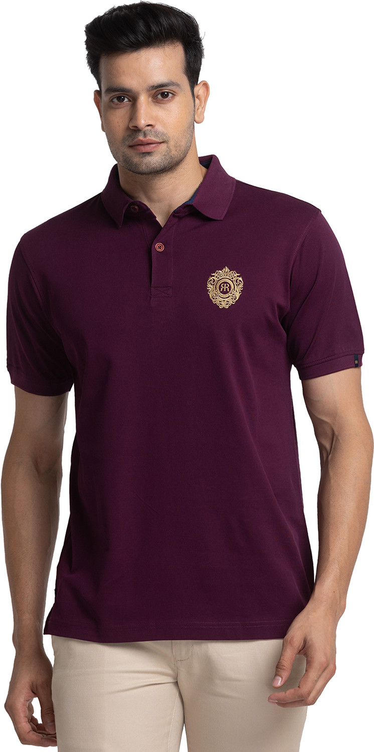 Raymond Solid Men Polo Neck Maroon T Shirt Price History