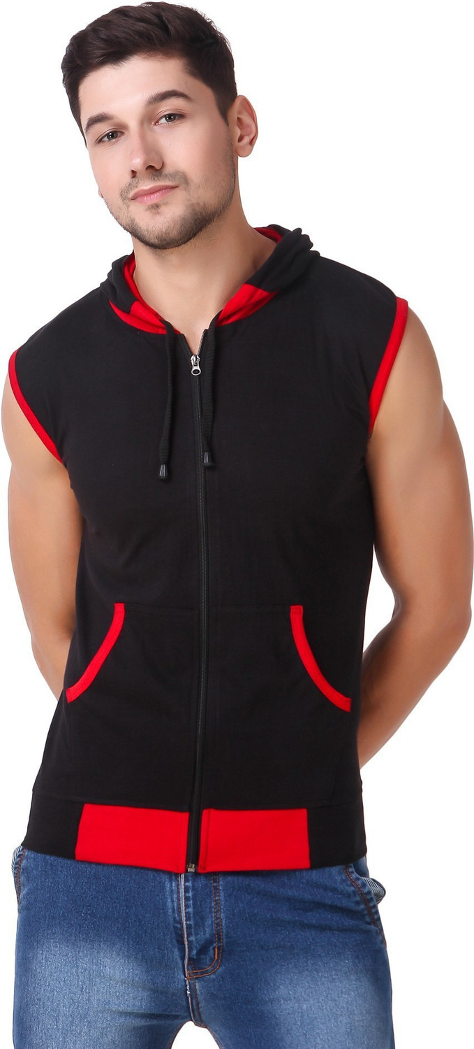 Solid men hooded neck black t shirt deals