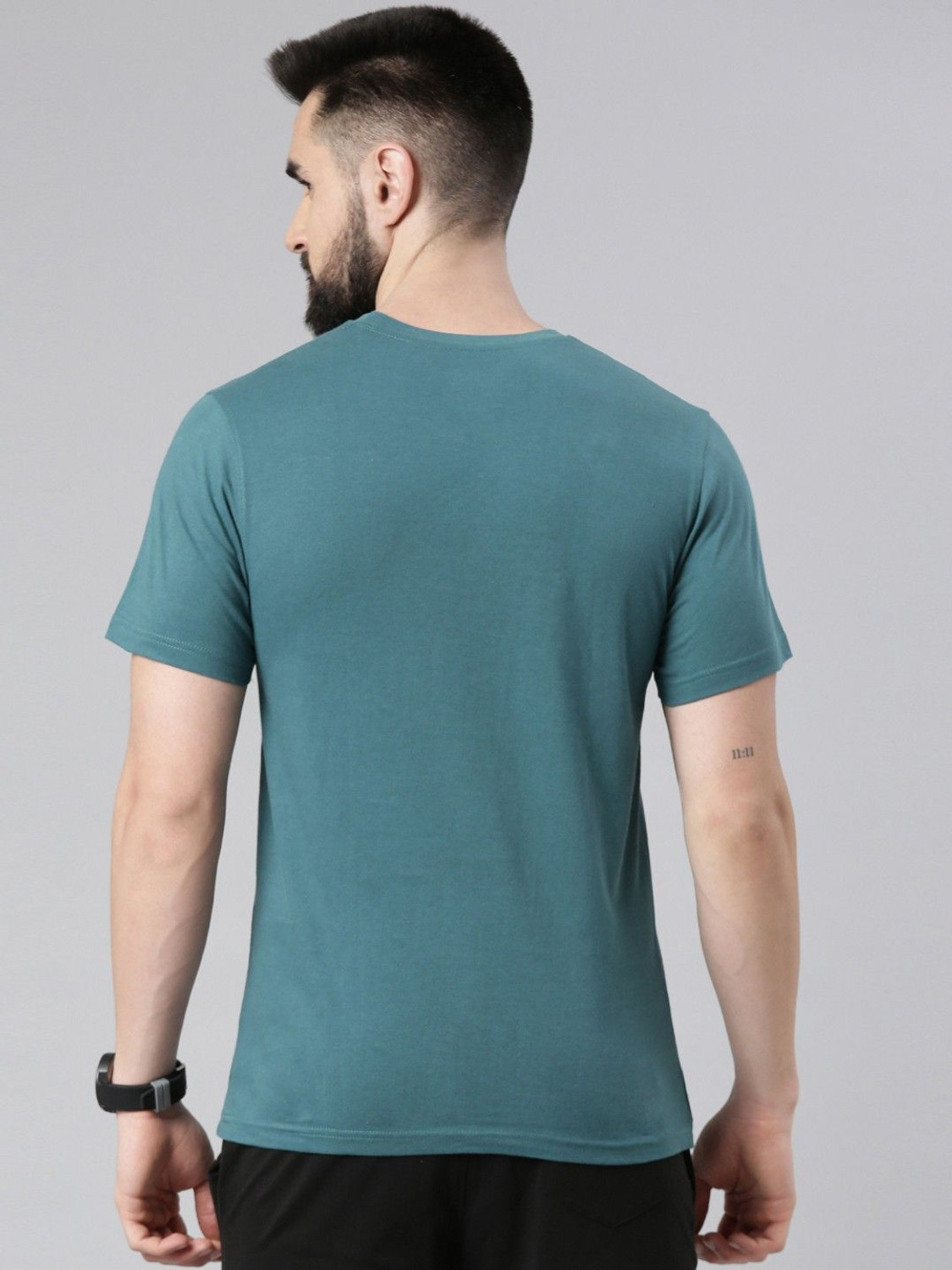 Image of Force NXT Pack of 2 Men Solid Round Neck Pure Cotton Orange, Green T-Shirt