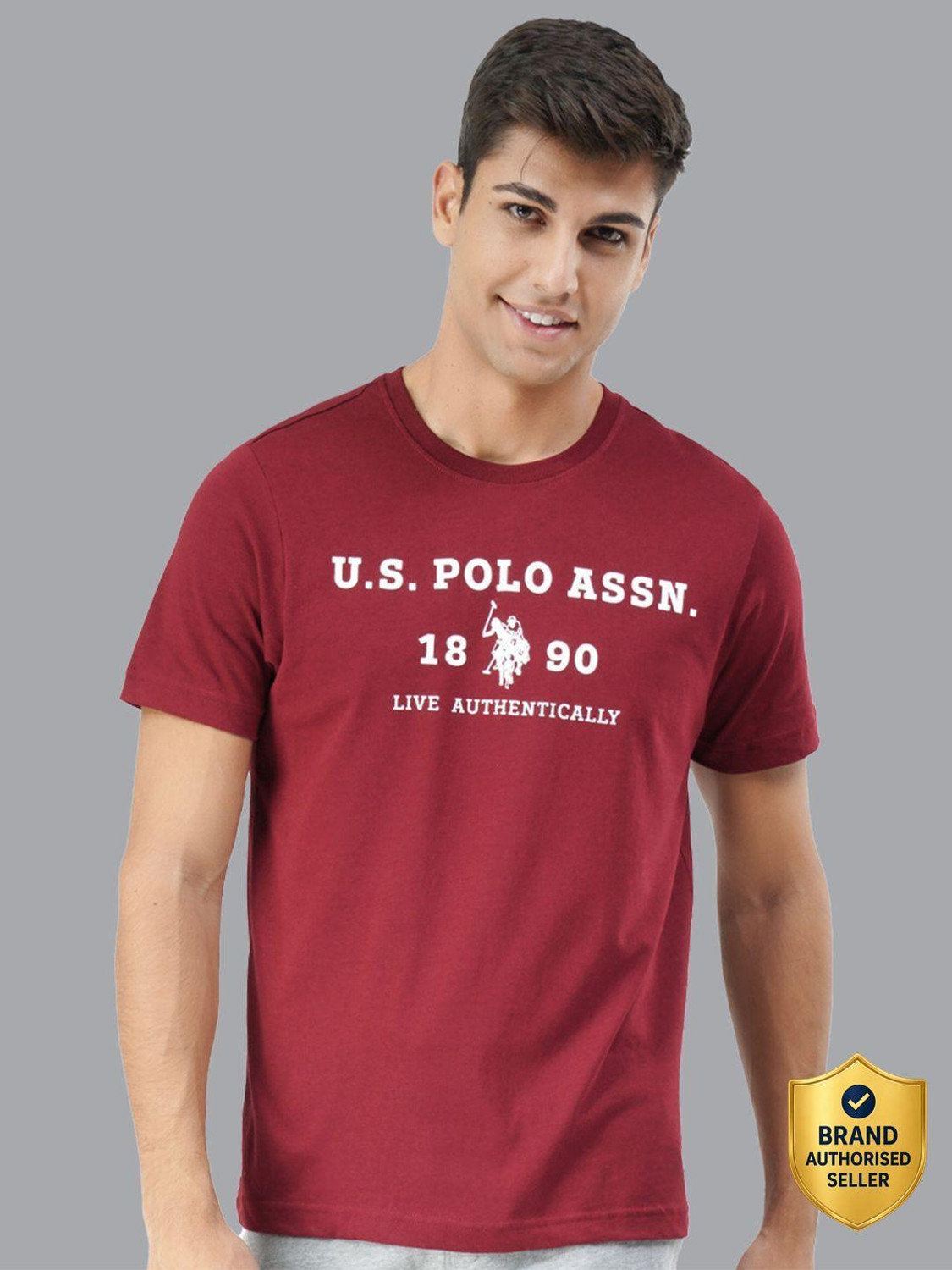Image of PETER ENGLAND Men Military Camouflage Round Neck Pure Cotton White T-Shirt