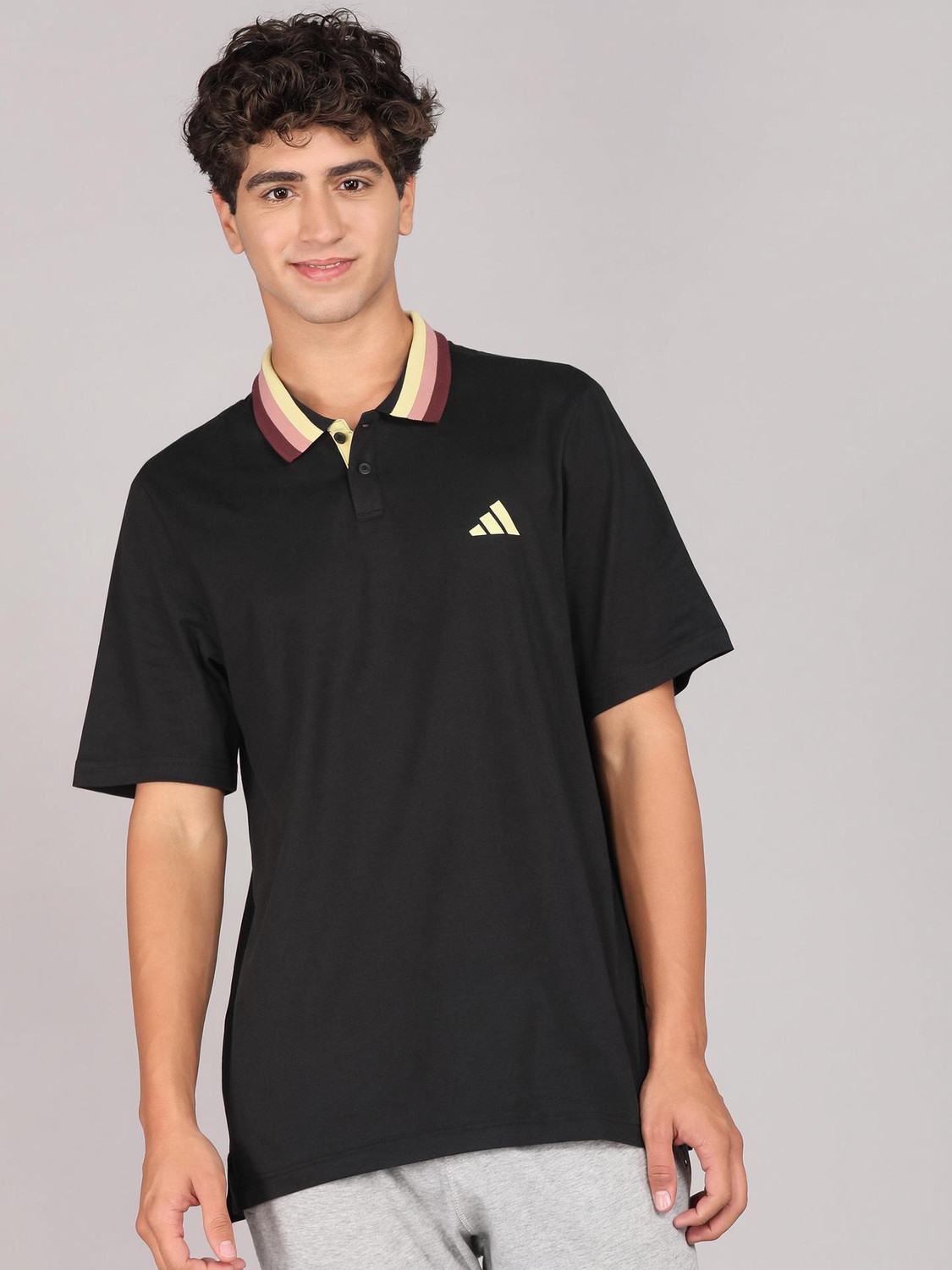 Image of adidas Men Printed Round Neck Cotton Blend Red, White T-Shirt