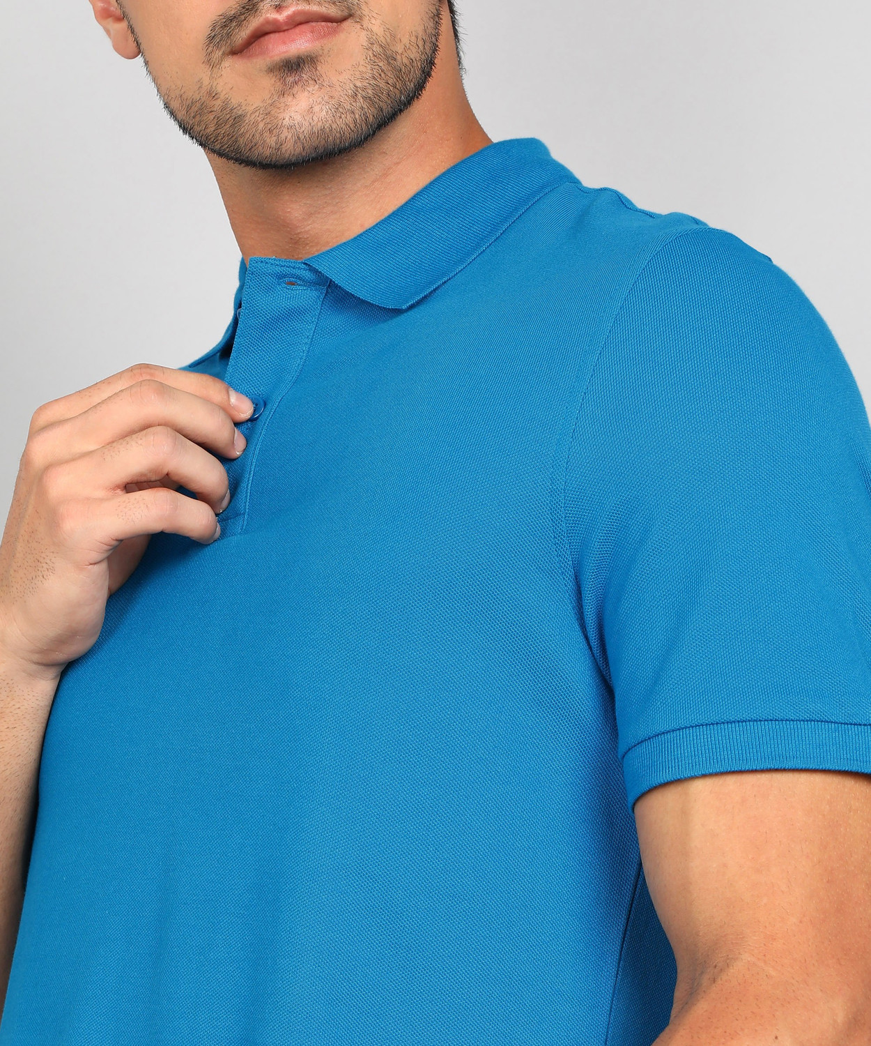 MARKS SPENCER Solid Men Polo Neck Blue T Shirt Price History
