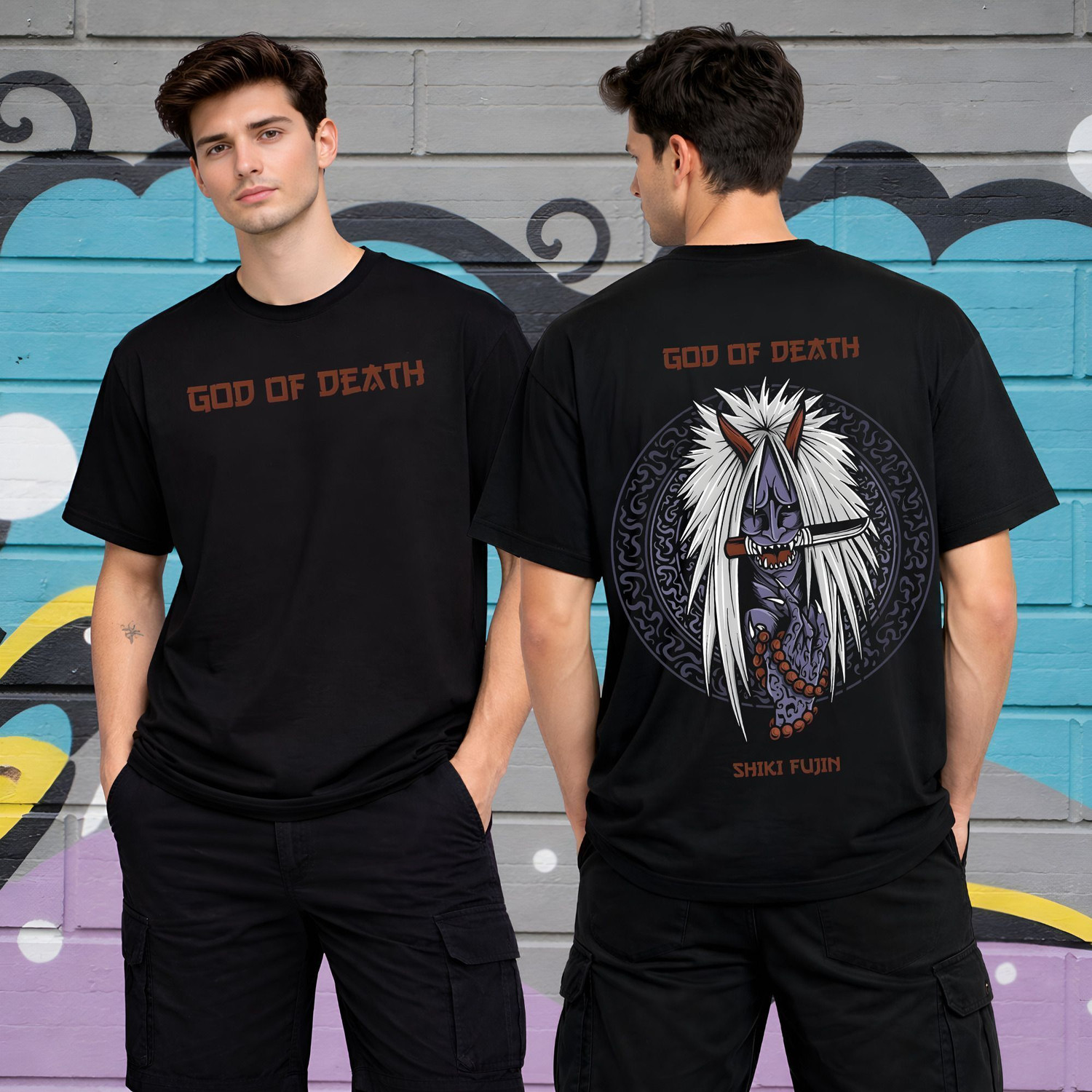 Image of Be Crazy Men Graphic Print Round Neck Cotton Blend Black T-Shirt