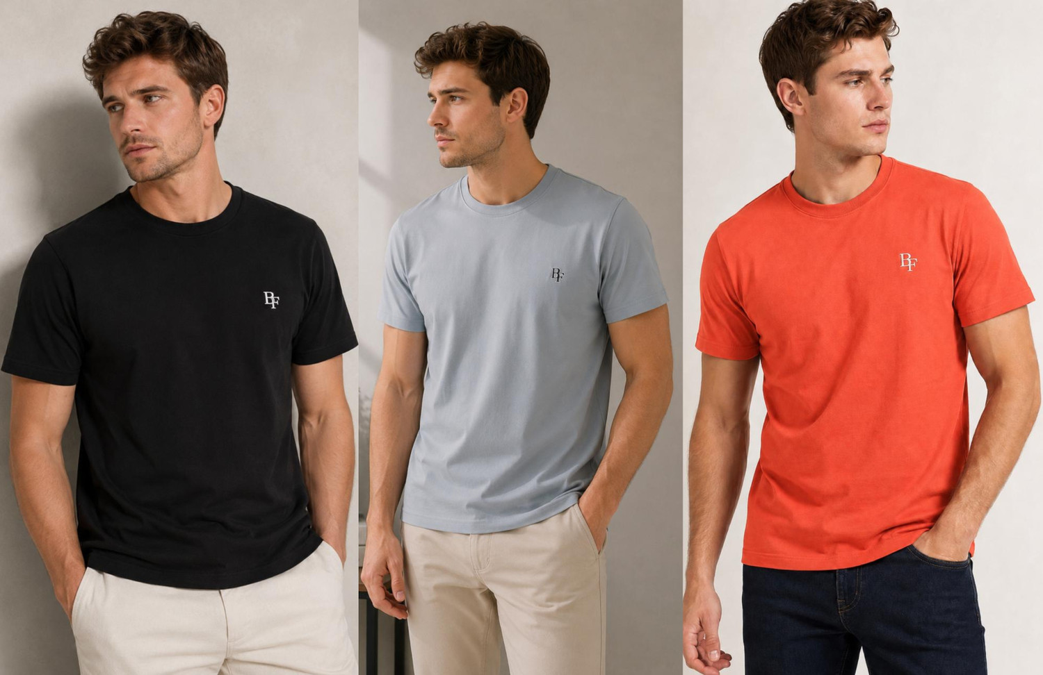Image of Bullmer Pack of 2 Men Printed Round Neck Cotton Blend Multicolor T-Shirt