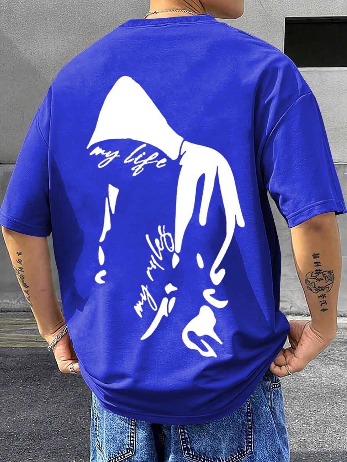 Image of LGGARMENTS Men Printed Round Neck Cotton Blend Black T-Shirt