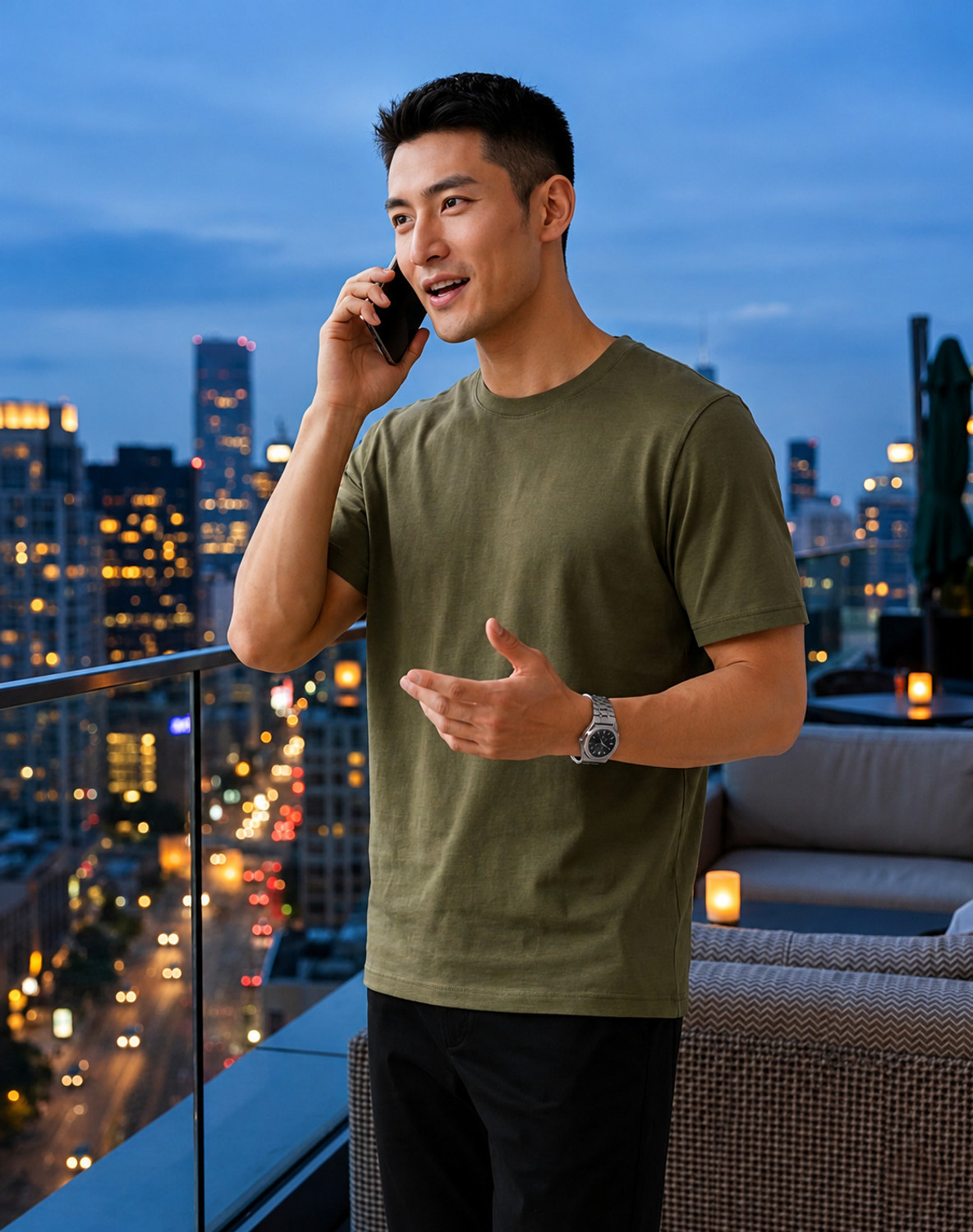 Image of AJNESH COLLECTION Men Solid Round Neck Cotton Blend Dark Green T-Shirt