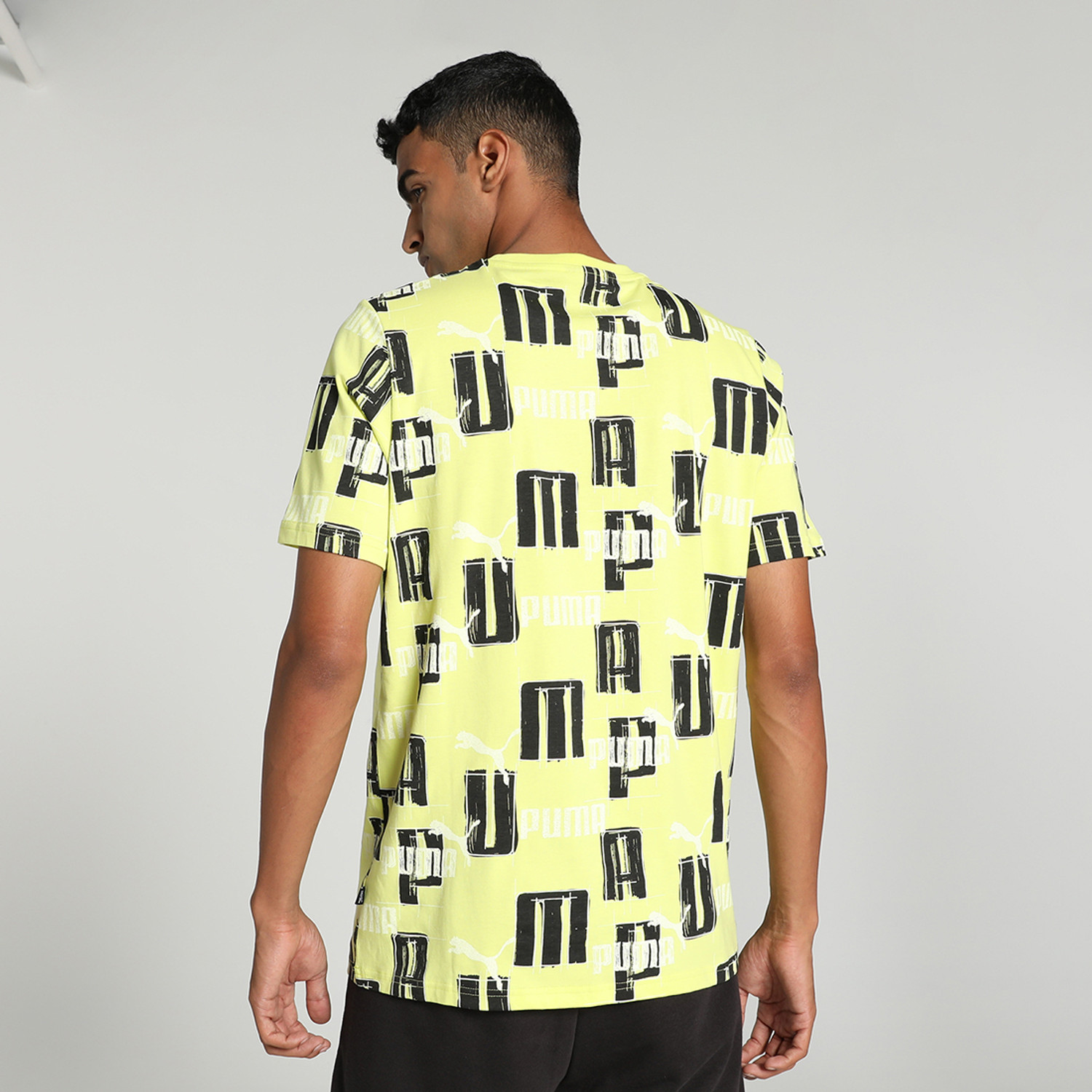 Image of PUMA Men Printed Crew Neck Pure Cotton Green T-Shirt