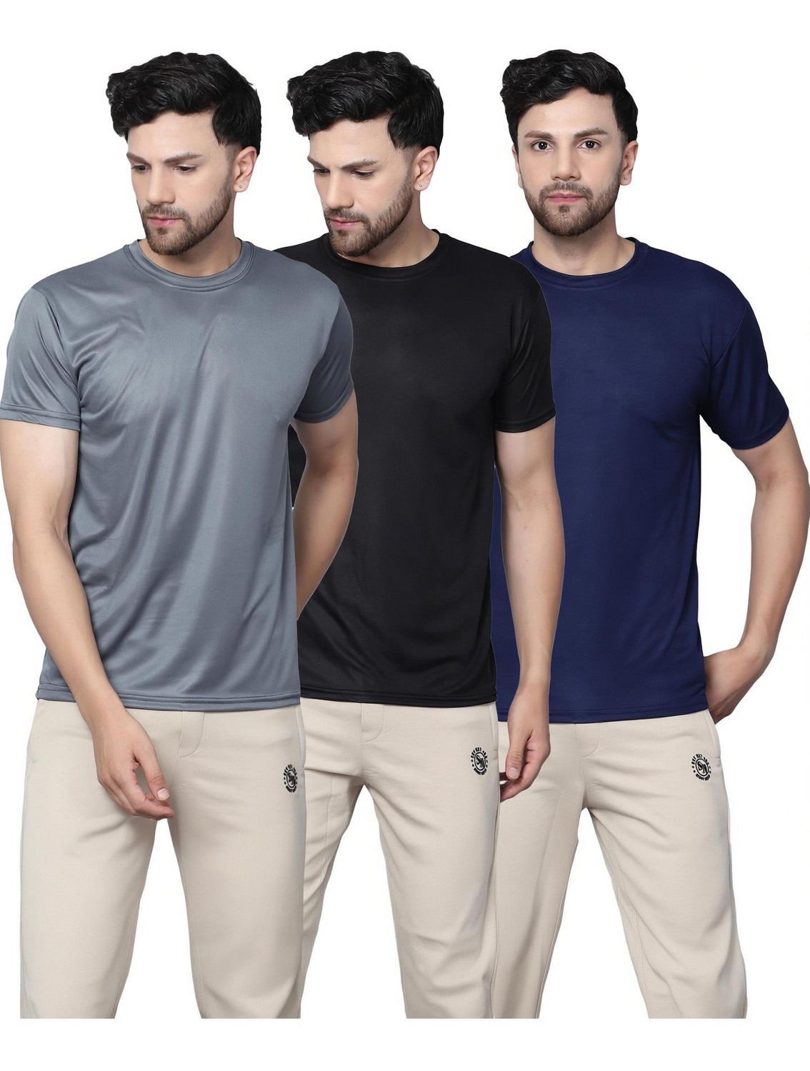 Image of Be Crazy Men Graphic Print Round Neck Cotton Blend Black T-Shirt
