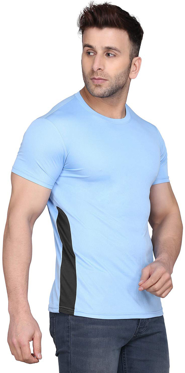 Image of UDI n ADI Solid Men Round Neck Navy Blue, Black T-Shirt