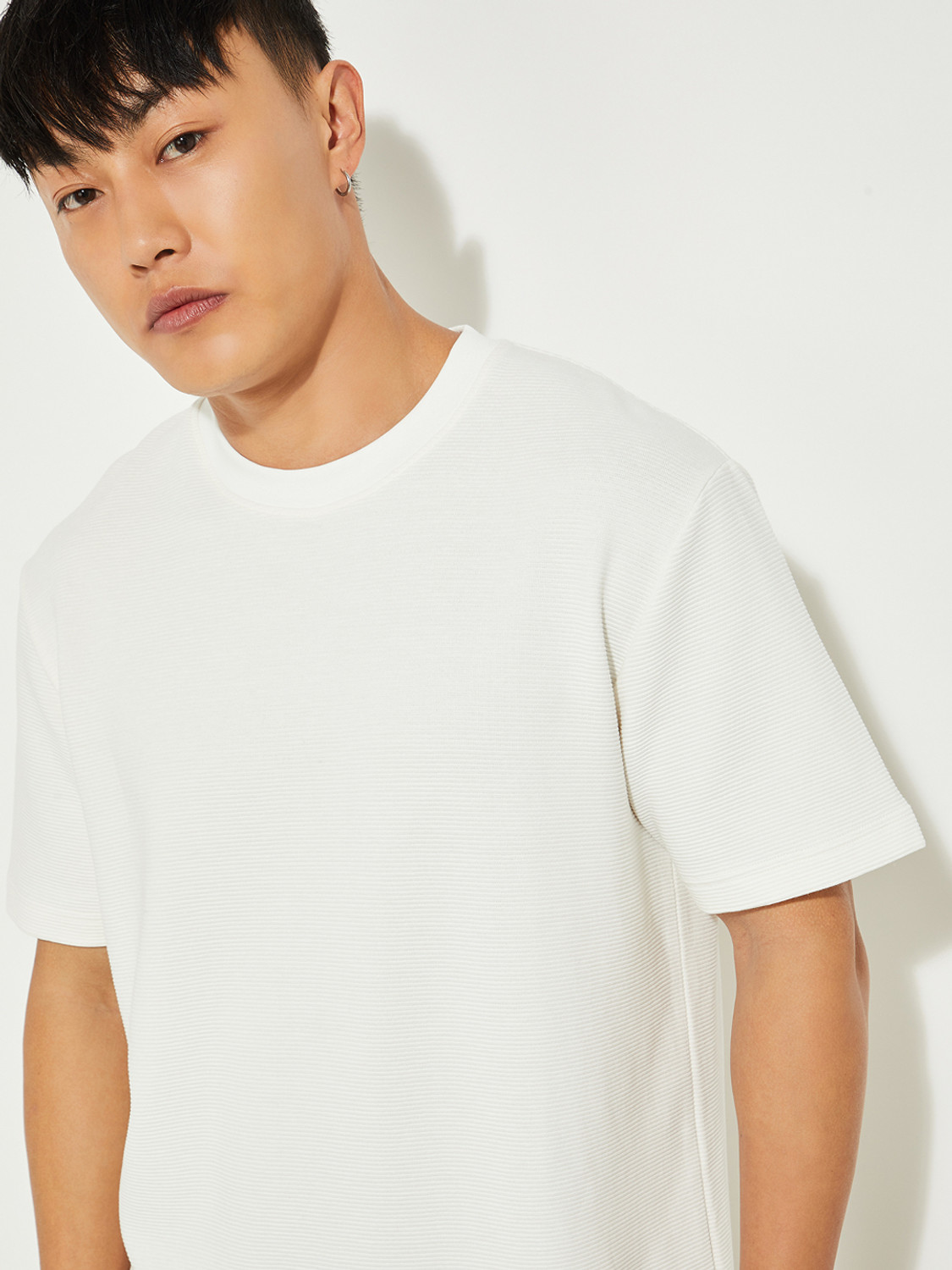 Image of PETER ENGLAND Men Military Camouflage Round Neck Pure Cotton White T-Shirt