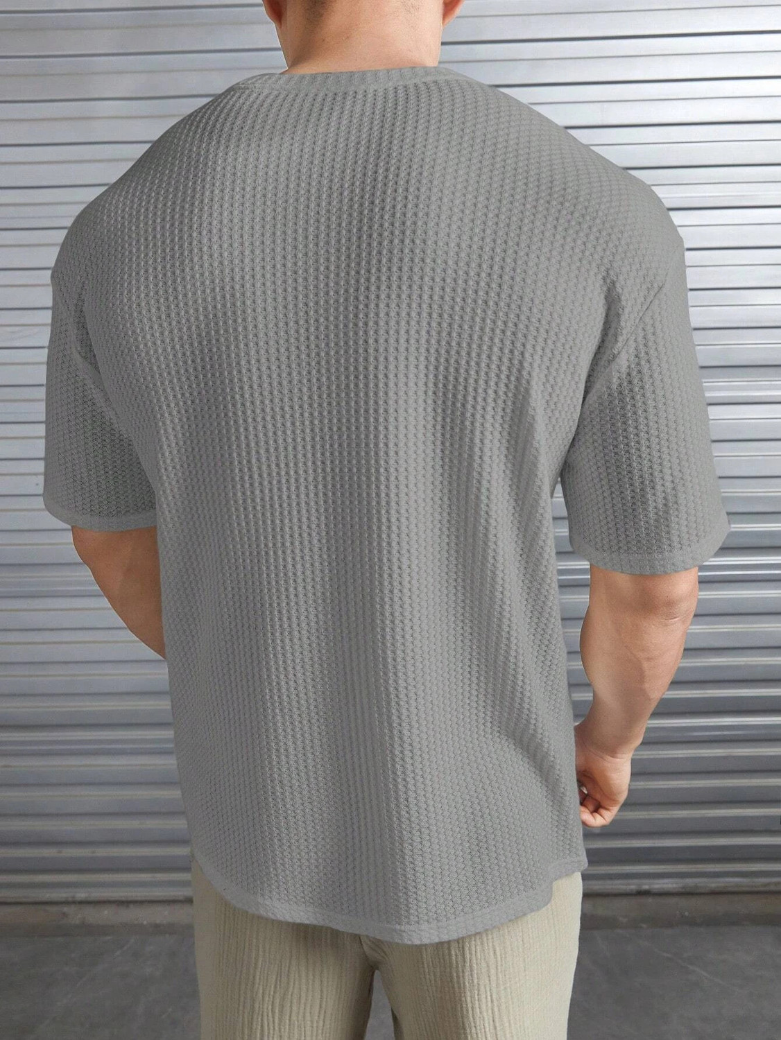Image of BOOM BAAM Men Self Design Round Neck Polycotton Grey T-Shirt
