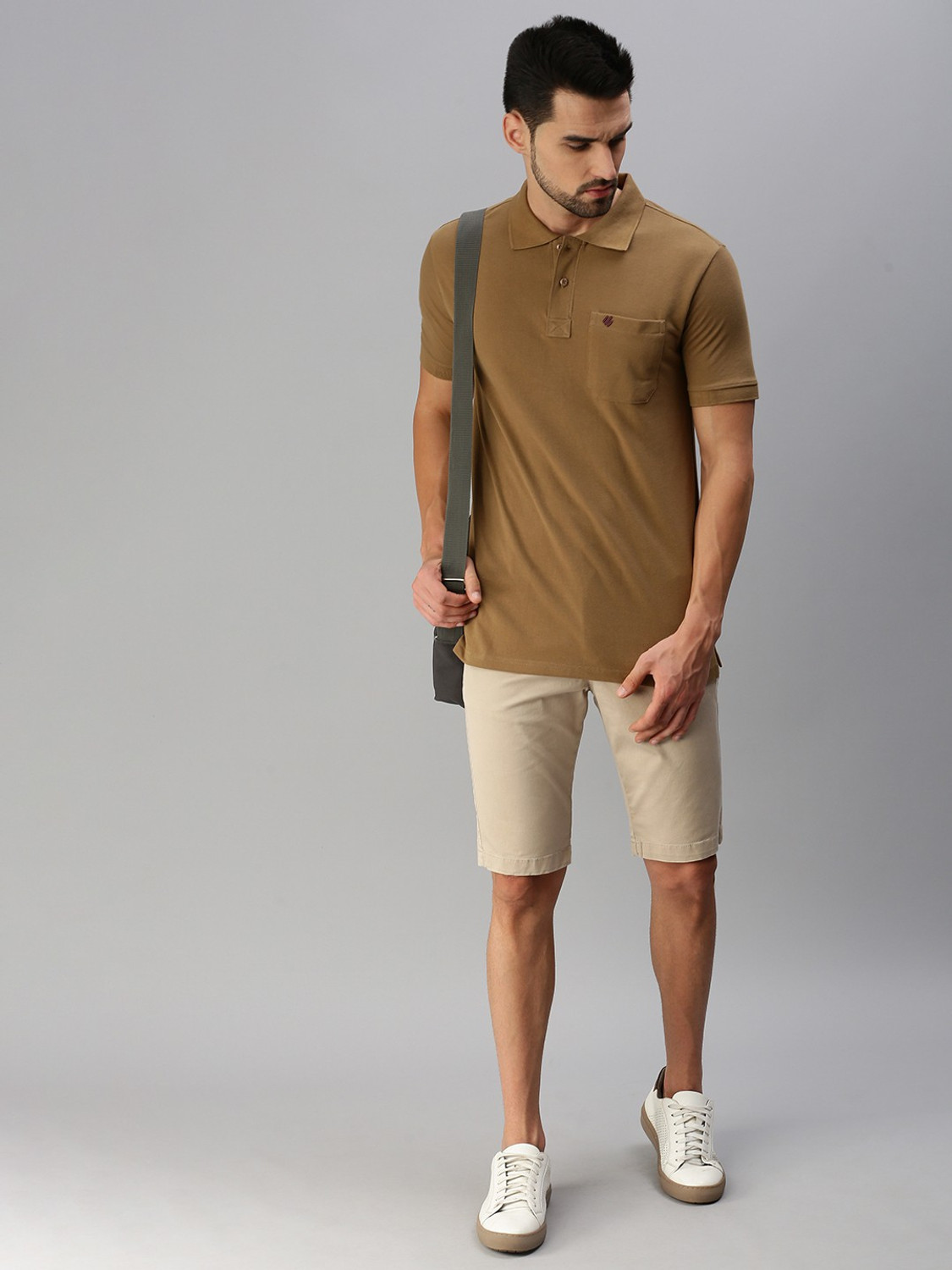 Image of ONN Solid Men Polo Neck Brown T-Shirt
