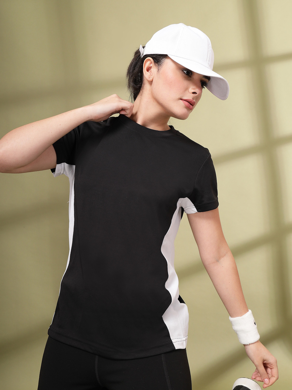 Image of CHKOKKO Women Solid Round Neck Polyester Grey T-Shirt