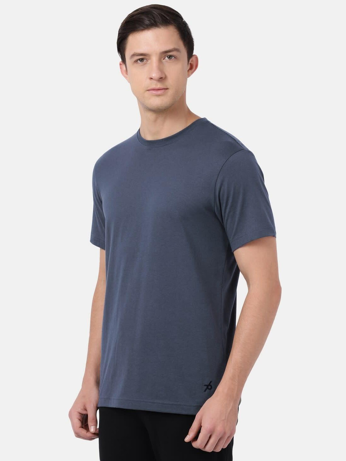 Image of JOCKEY Solid Men Round Neck Navy Blue T-Shirt