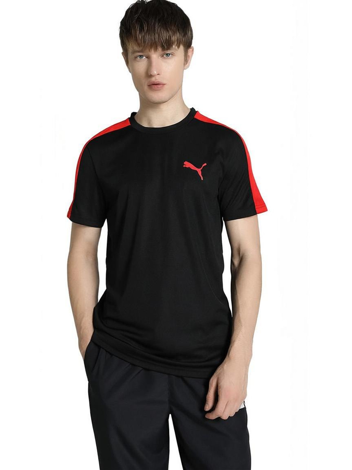 PUMA Solid Men Crew Neck Black T-Shirt