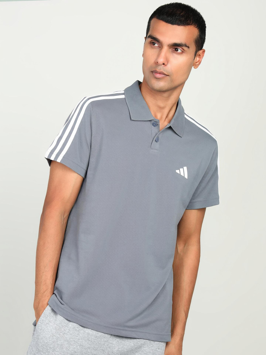 Image of adidas Men Printed Round Neck Cotton Blend Red, White T-Shirt