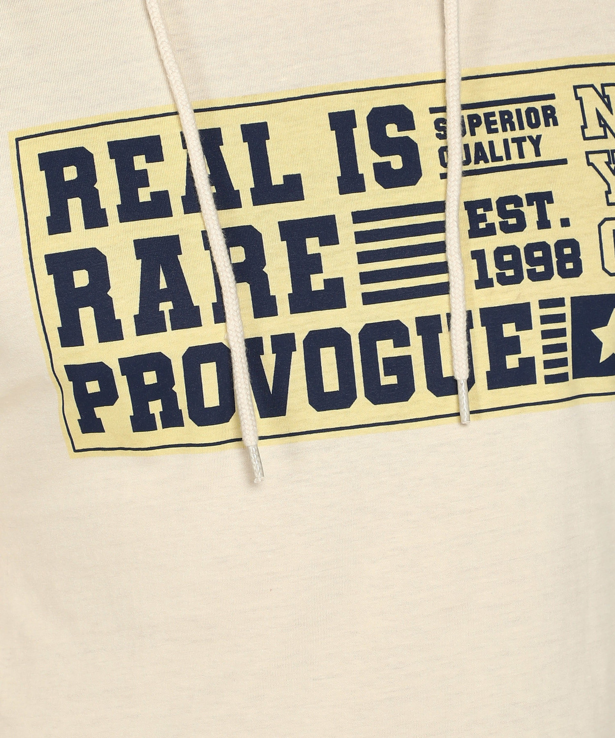 Image of PROVOGUE Printed Men Hooded Neck Beige T-Shirt