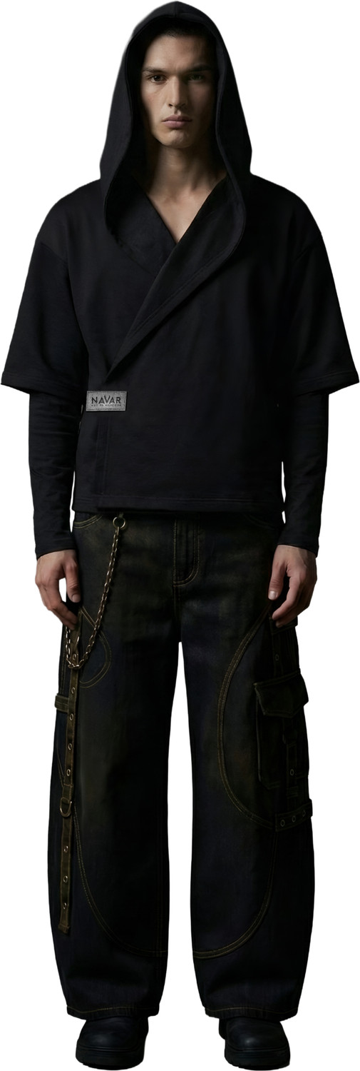 Image of navar Men Full Sleeve Solid Hooded Sweatshirt
