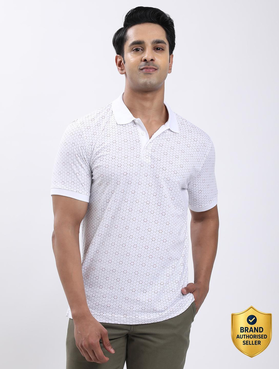 Image of CANTABIL Men Solid Polo Neck Polycotton Yellow T-Shirt