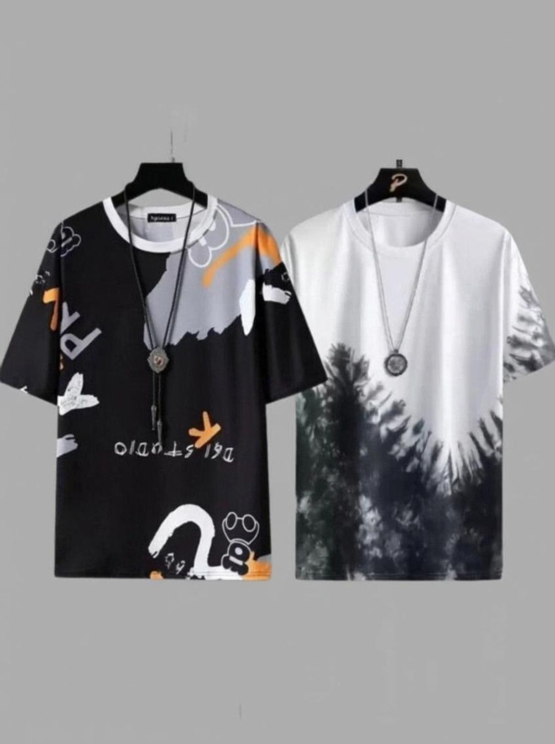 Image of TRIPR Men Solid Mandarin Collar Cotton Blend Dark Green T-Shirt