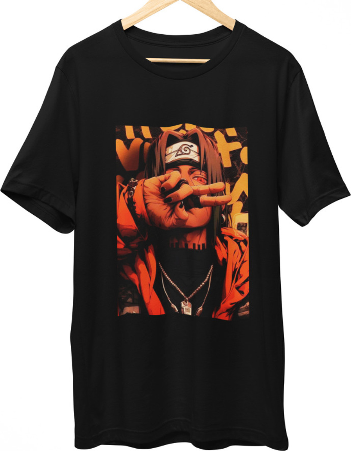 Image of Wayup Men Graphic Print Round Neck Cotton Blend Black T-Shirt