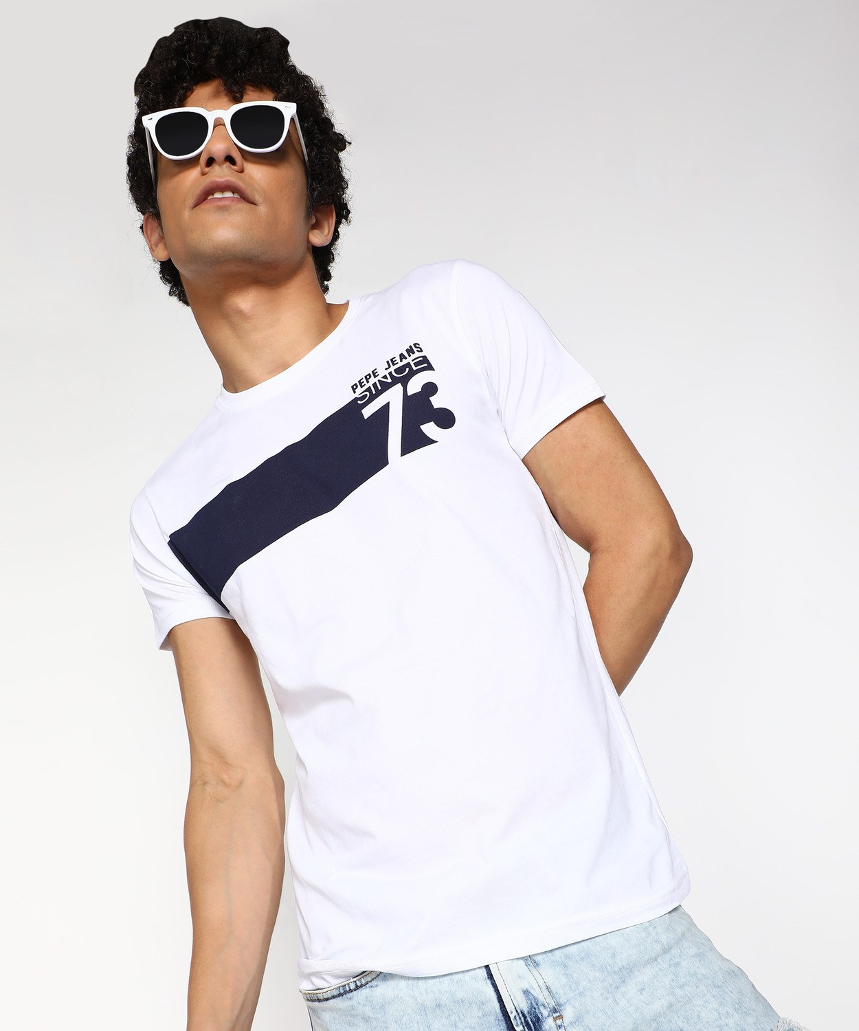 Pepe Jeans Printed Men Round Neck White T Shirt Price History