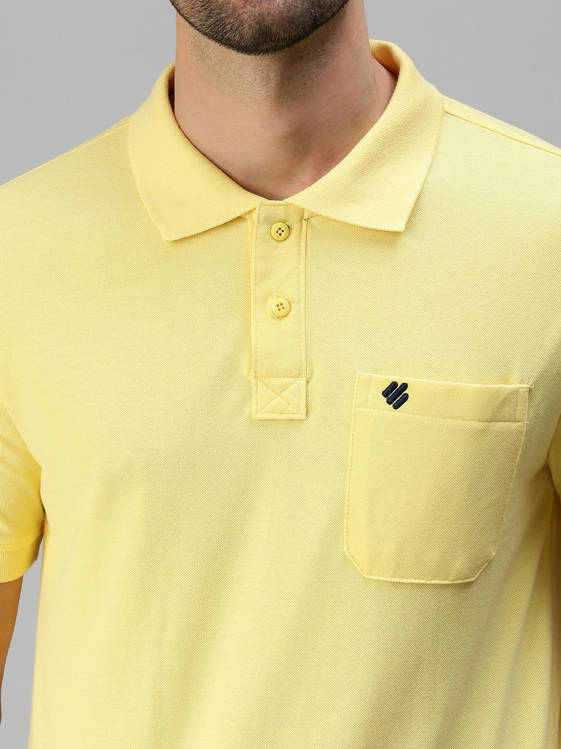 Image of ONN Solid Men Polo Neck Yellow T-Shirt