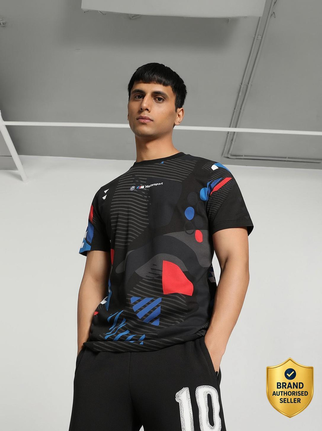 Image of PUMA Men Printed Crew Neck Pure Cotton White T-Shirt