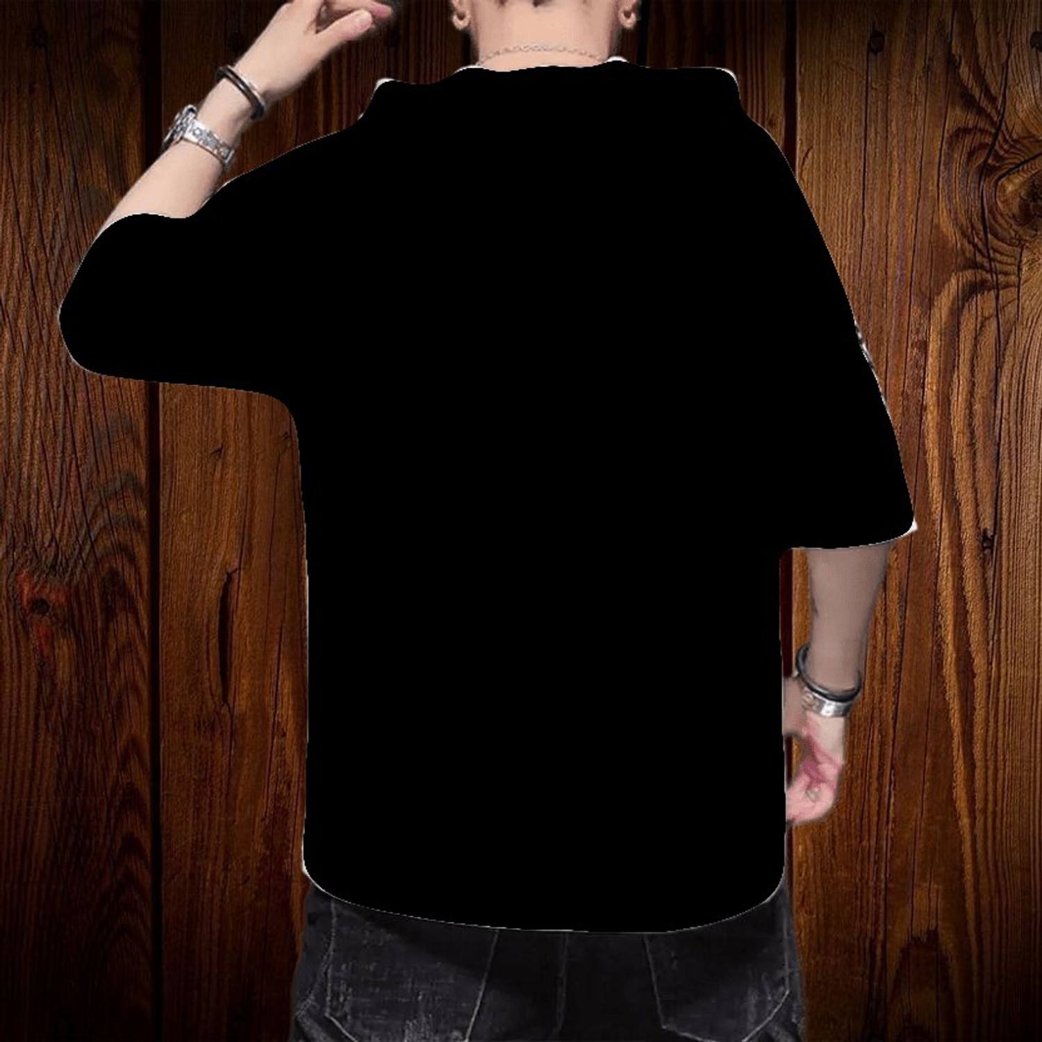 Image of Lieo Trend Printed Men Hooded Neck Black T-Shirt