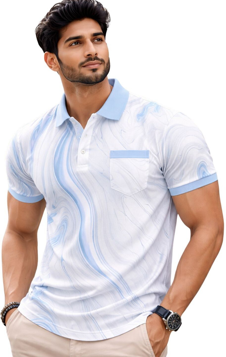 Image of CHKOKKO Men Colorblock Round Neck Polyester Maroon, Black T-Shirt