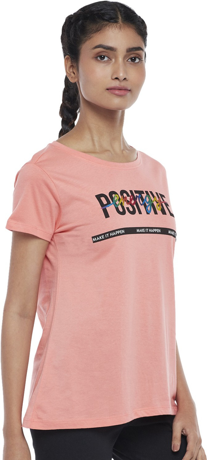 Image of Ajile By Pantaloons Typography Women Round Neck Red T-Shirt