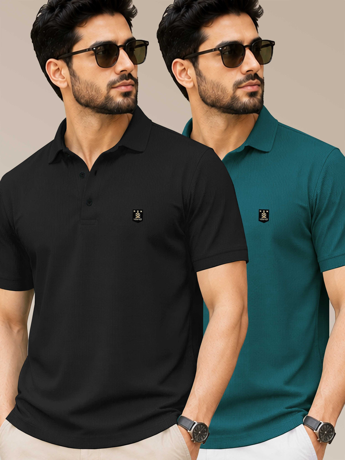 Image of CANTABIL Men Solid Polo Neck Polycotton Yellow T-Shirt