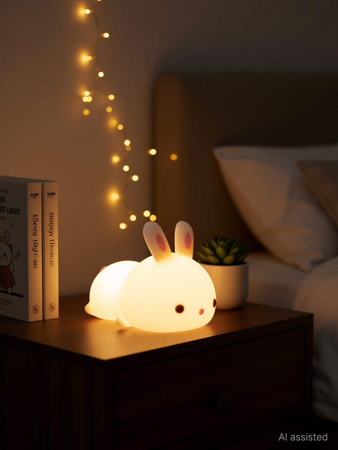 JNSM Bunny Night Light for Kids,Cute Lamp Silicone Baby Night Light wi