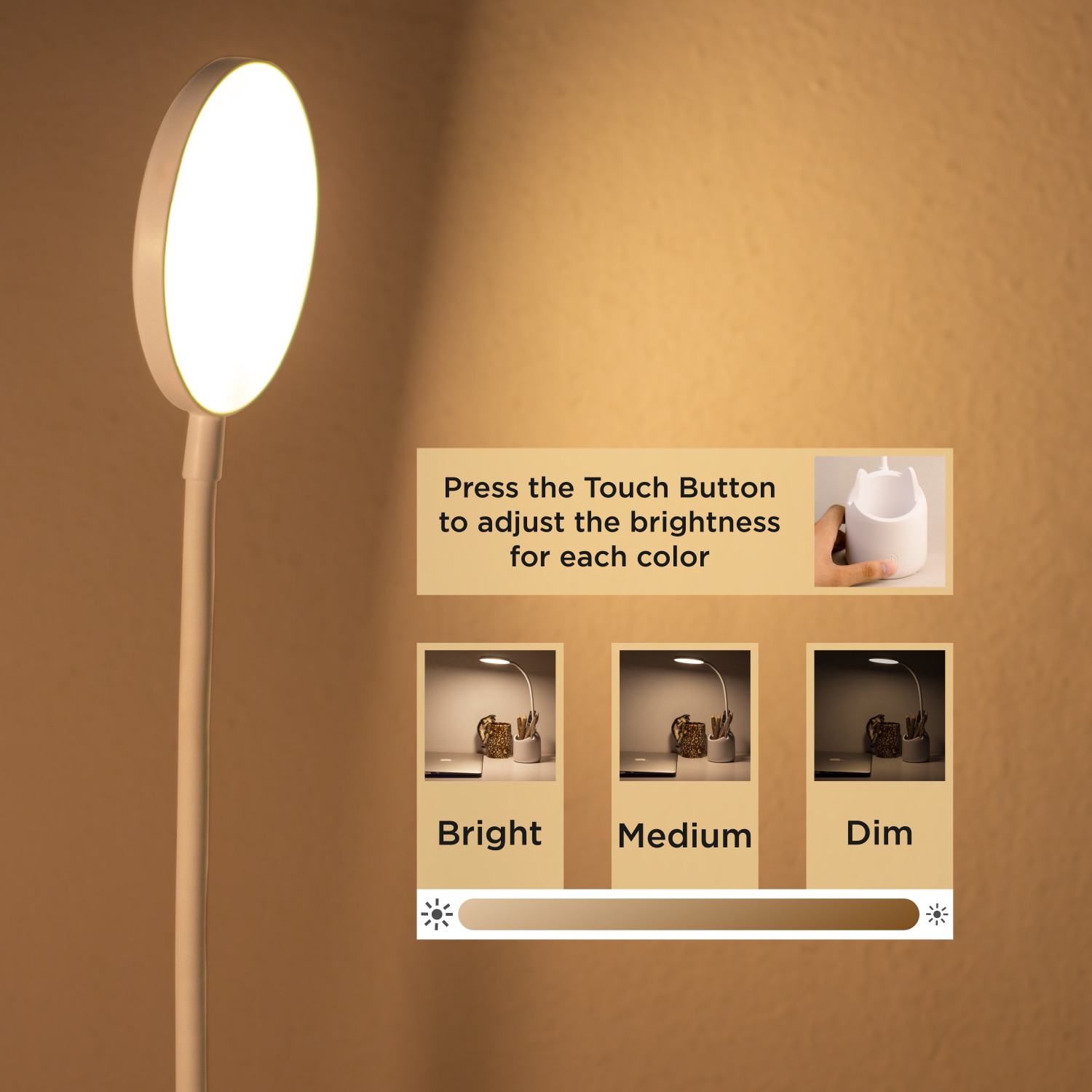 Image of WEIRD WOLF 3 Colour Mode Rechargeable, Flexible Gooseneck LED Study /Desk Table Lamp