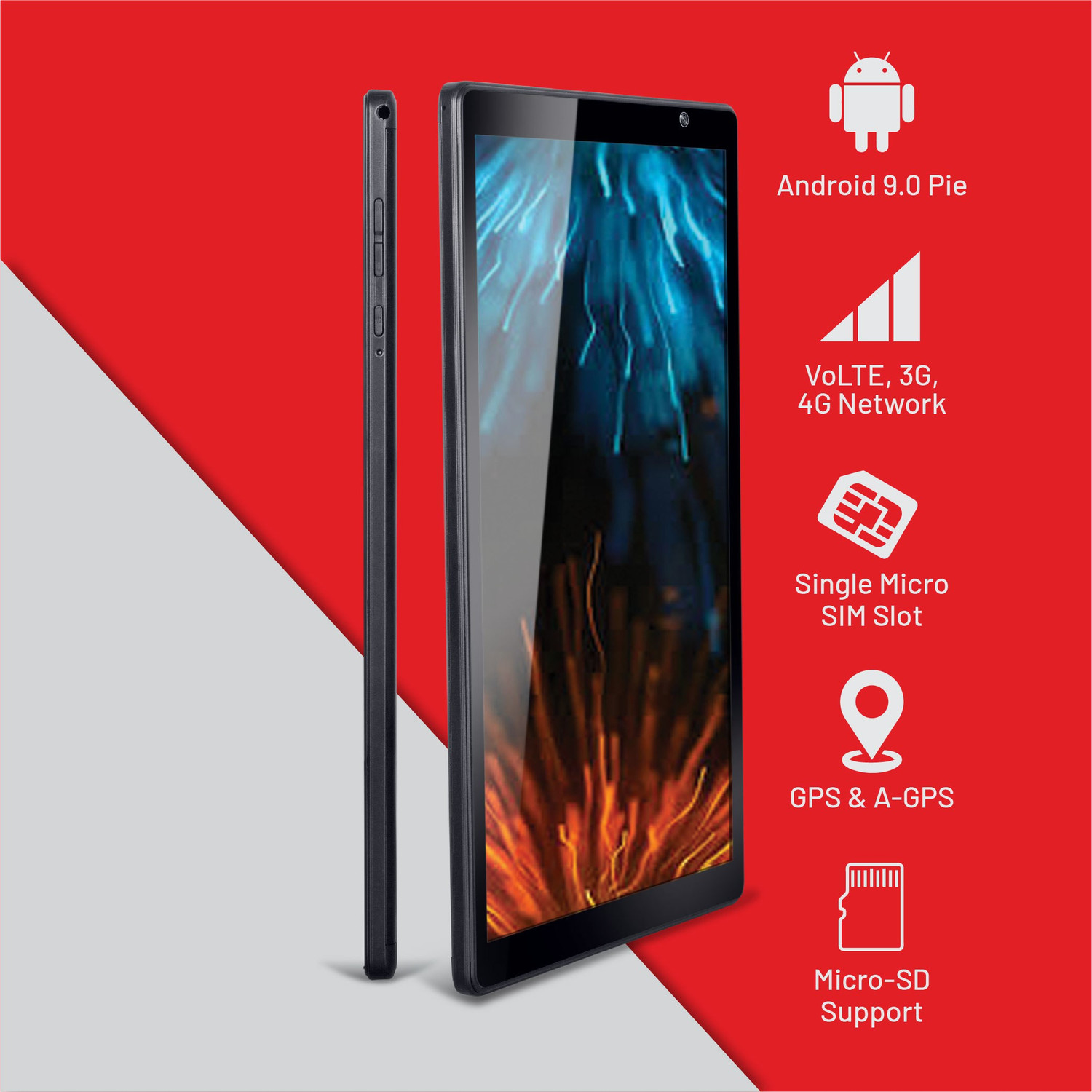 Image of iball iTAB Moviez Pro 4 GB RAM 64 GB ROM 10.1 inch with 4G SC9863A Octa Core Cortex A55 (1.6 GHz + 1.2 GHz) Tablet (Coal Black)