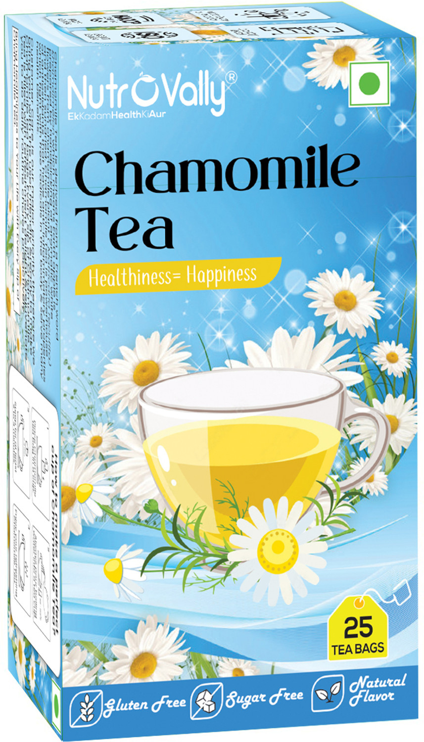 Image of NutroVally Chamomile Tea Combo for Stress Relief|100% Better Sleep & Relaxing Loose Leaves Chamomile Green Tea Bags Box