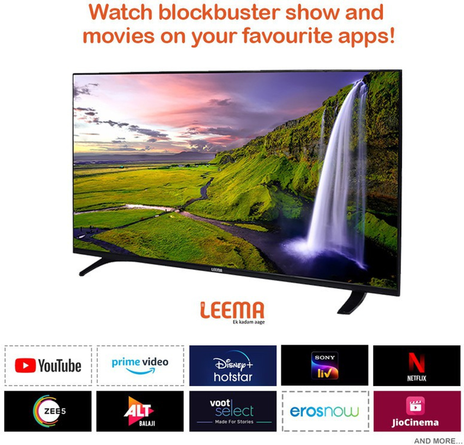 Image of LEEMA 98 cm (40 inch) HD Ready LED Smart Android TV with 1GB+ 8GB, Powerful Audio 24W Tube Speakers, Multiple Apps, Ultra Bright Display (40PashinHD)