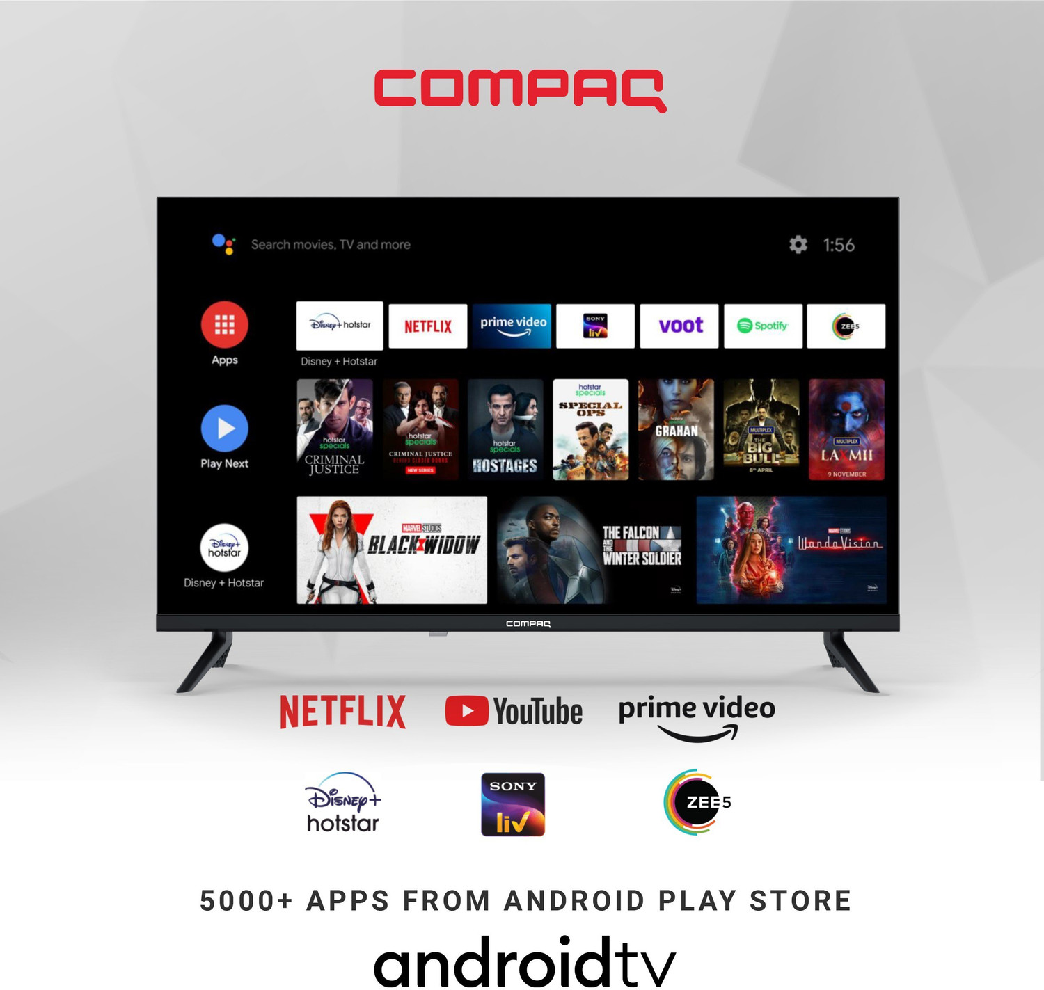 Image of Compaq 127 cm (50 inch) Ultra HD (4K) LED Smart Android TV (CQ5000UHDAB)