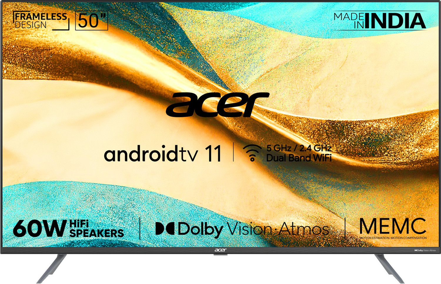 Image of Acer 127 cm (50 inch) Ultra HD (4K) LED Smart Android TV with Android 11, Dolby Vision-Atmos, 60W HiFi Speakers