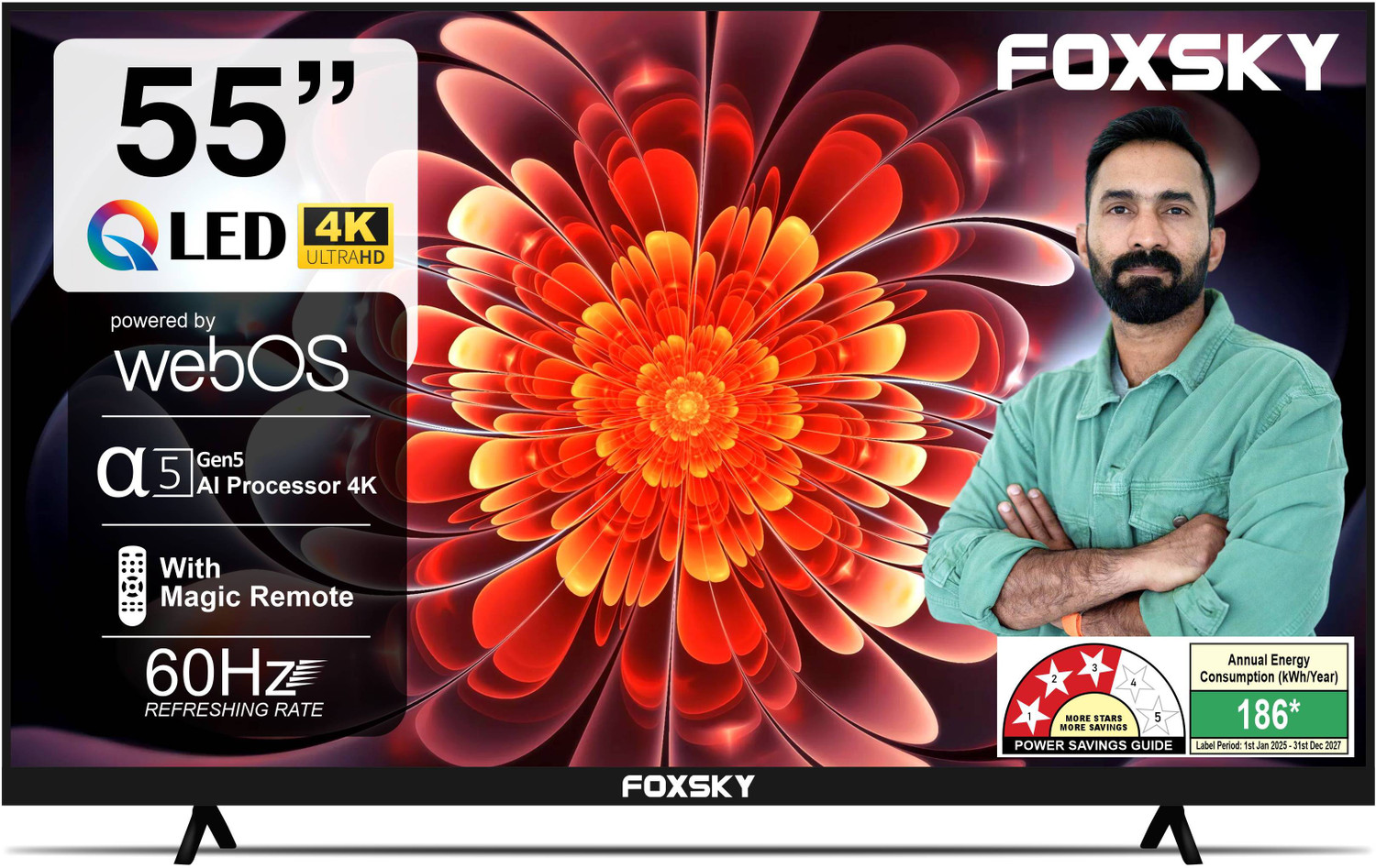 Foxsky 139 cm (55 inch) QLED Ultra HD (4K) Smart Google TV Dolby Audio