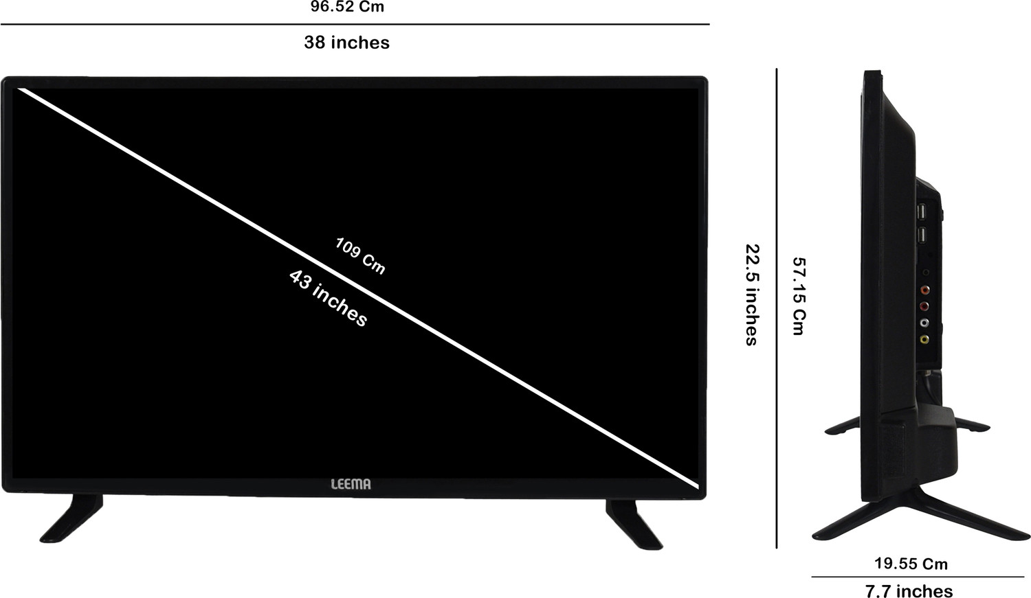 Image of LEEMA 109 cm (43 inch) SD LED Android TV with 1GB+ 8GB, Powerful Audio 30W Tube Speakers, Multiple Apps, Ultra Bright Display (LM4300S)