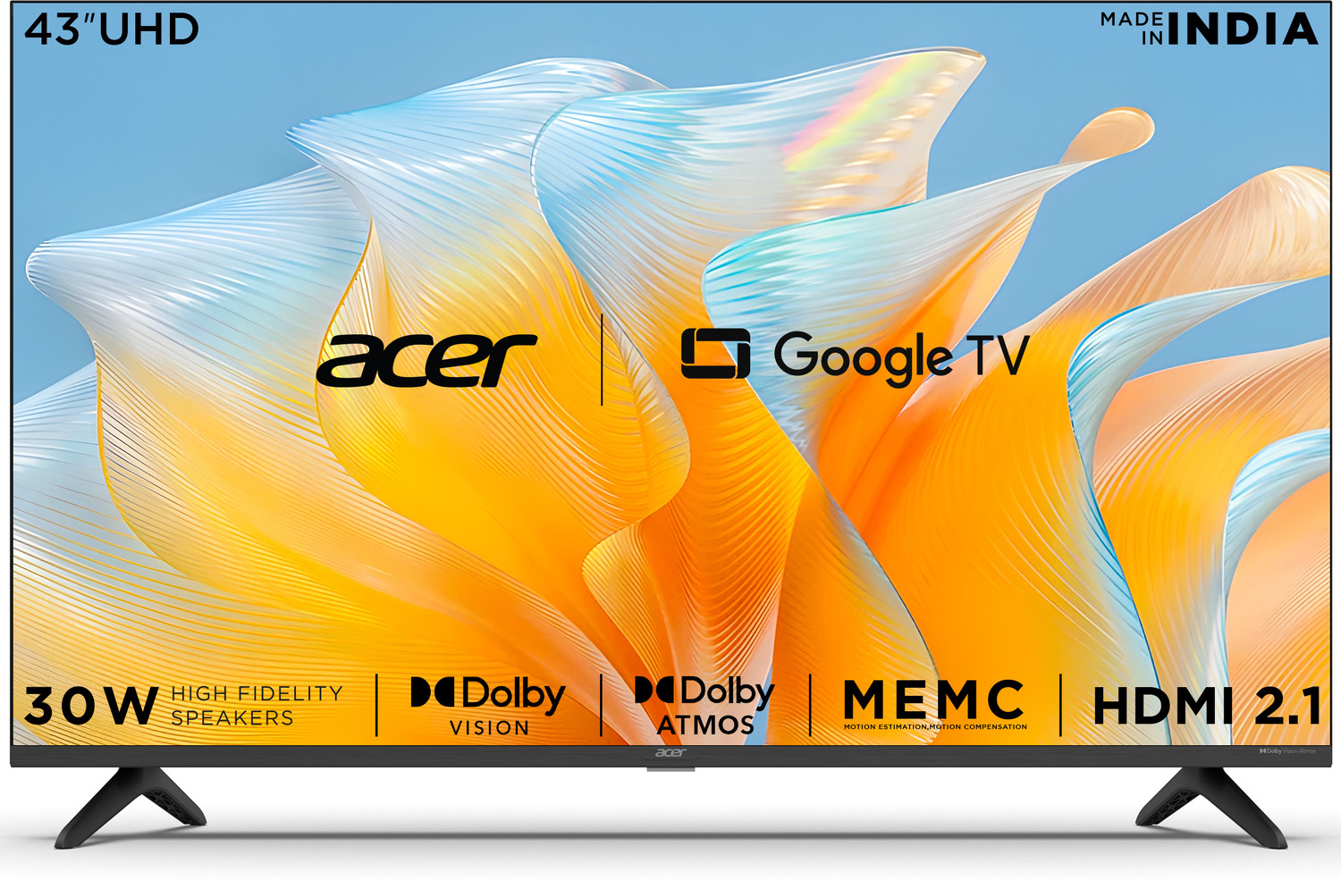 Image of Acer I PRO Series 108 cm (43 inch) Ultra HD (4K) LED Smart Google TV with Android 14 (Black) | MEMC | ALLM | VRR | AI Picture Optimisation | 30W Dolby Audio