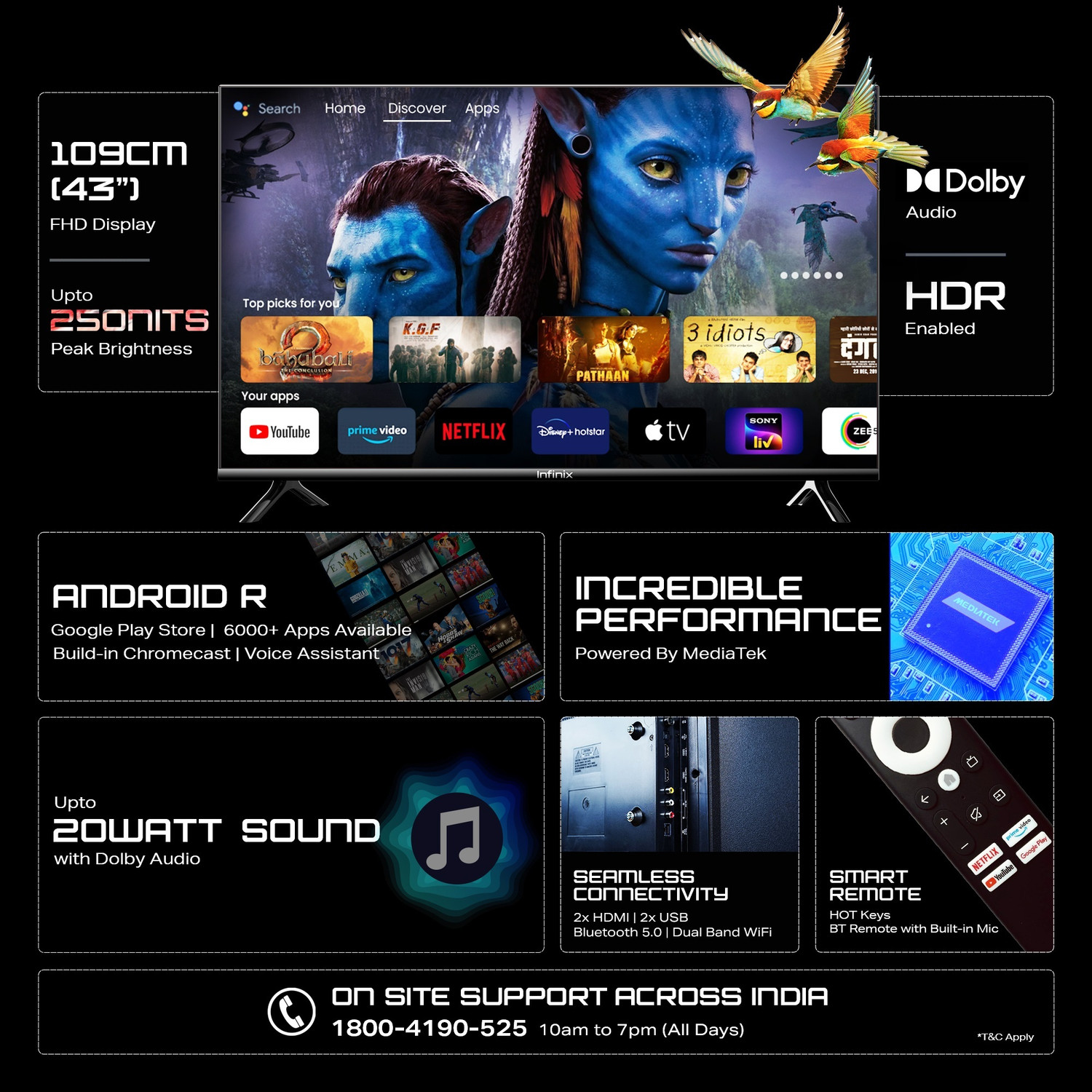 Image of Infinix X3IN 109 cm (43 inch) Full HD LED Smart Android TV with EPIC Engine, Cinematic