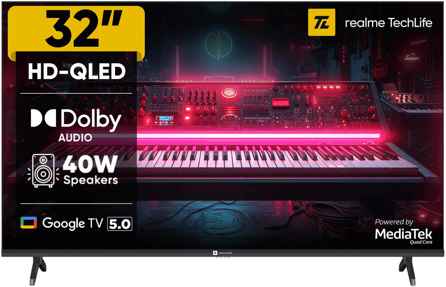realme TechLife CineSonic Q 80 cm (32 inch) QLED HD Ready Smart Google TV 40 W Speaker