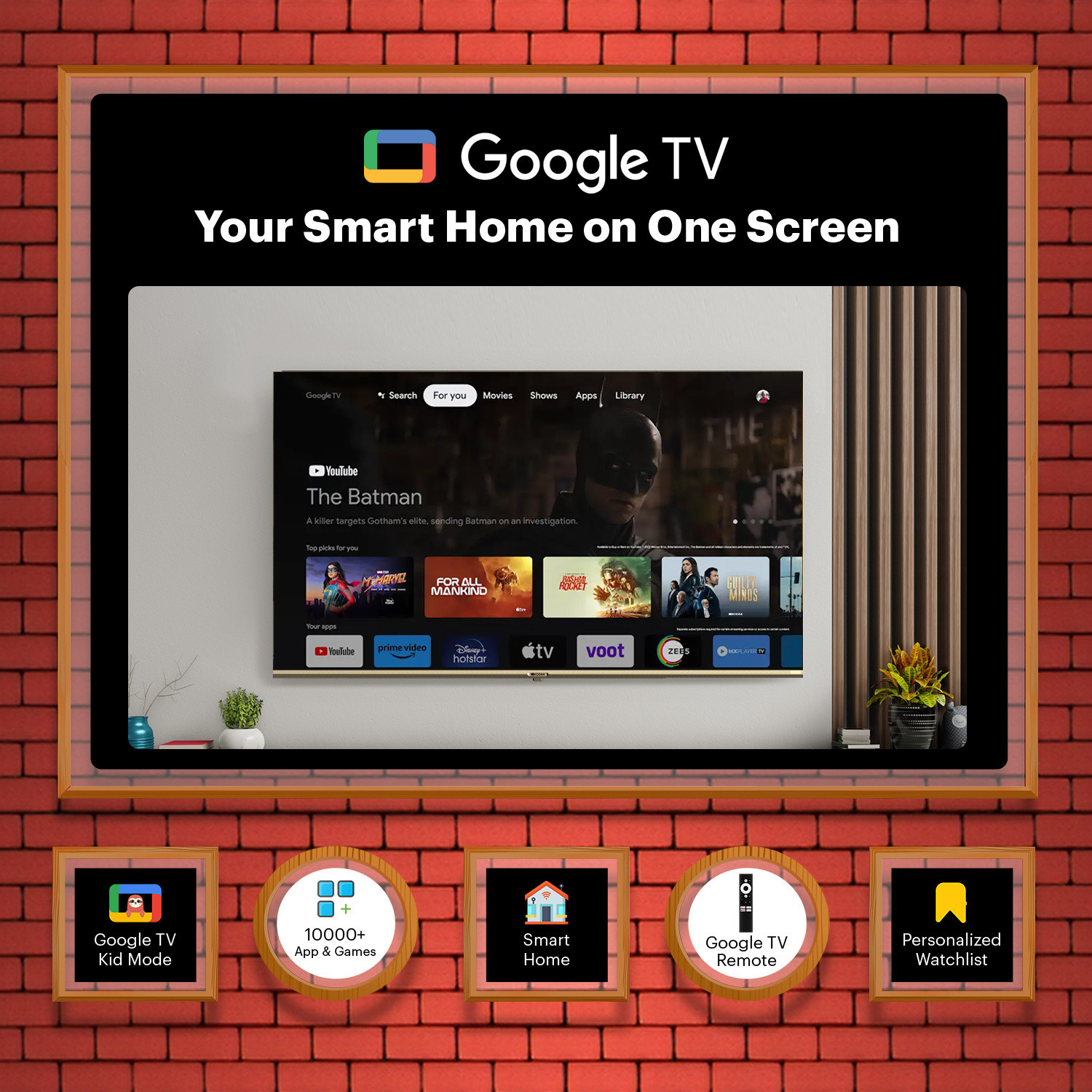 Image of KODAK 164 cm (65 inch) Ultra HD (4K) LED Smart Google TV with Dolby Atmos and Dolby Vision 65CAPRO5099 (65CAPRO5099)