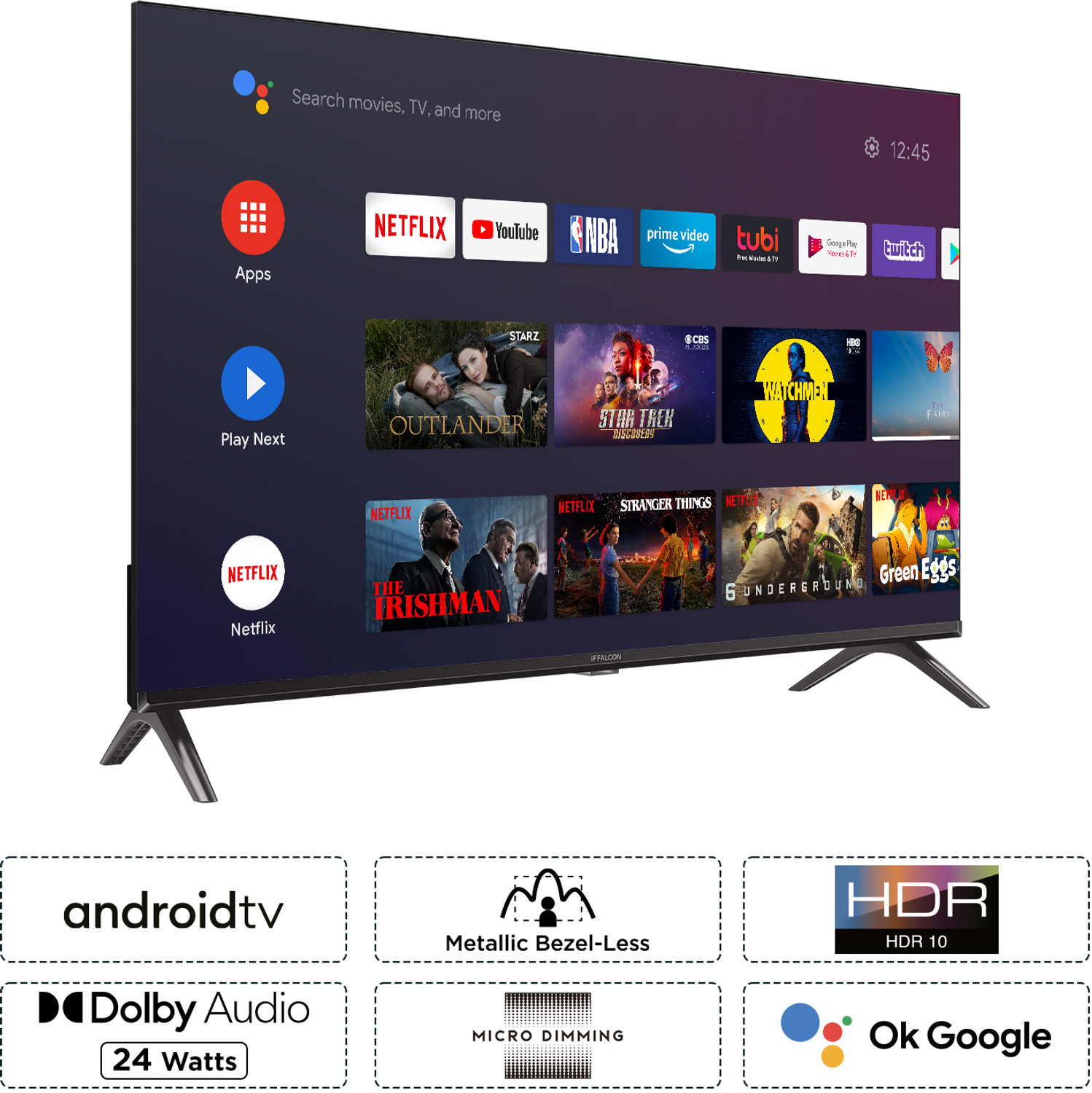 Image of iFFALCON by TCL 79.97 cm (32 inch) HD Ready LED Smart Android TV with HDR 10, Bezel-Less design and 24W Dolby Audio with Google Assistant